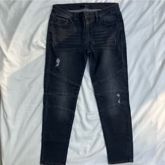 Kancan Moto Charcoal Black Ankle Skinny Jeans Size 11 - Picture 2 of 8